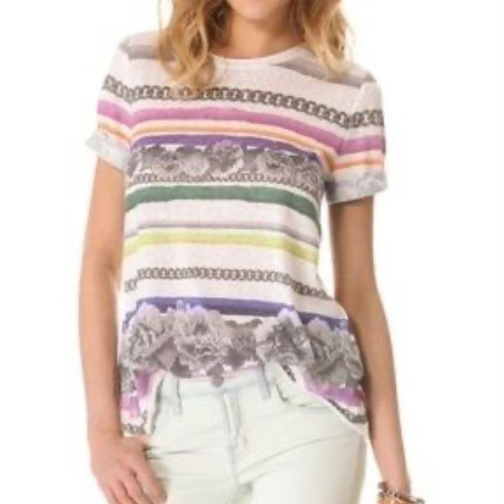 camilla & marc Multicolor Striped Short Sleeve Top size 2